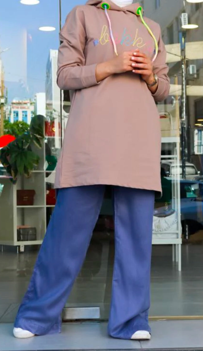 Denim wide legged pants