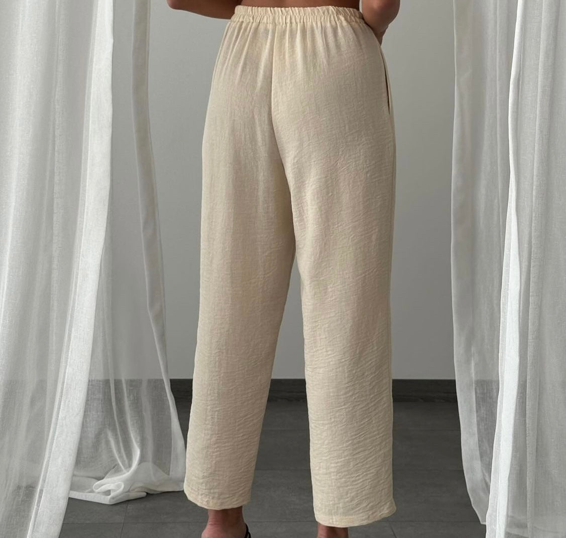 Beige Linen Pants