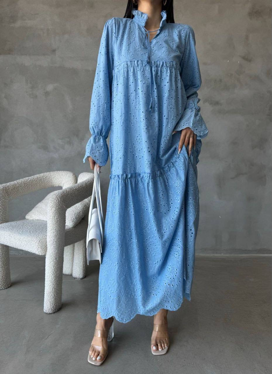 Baby Blue Laced Detailed Dress