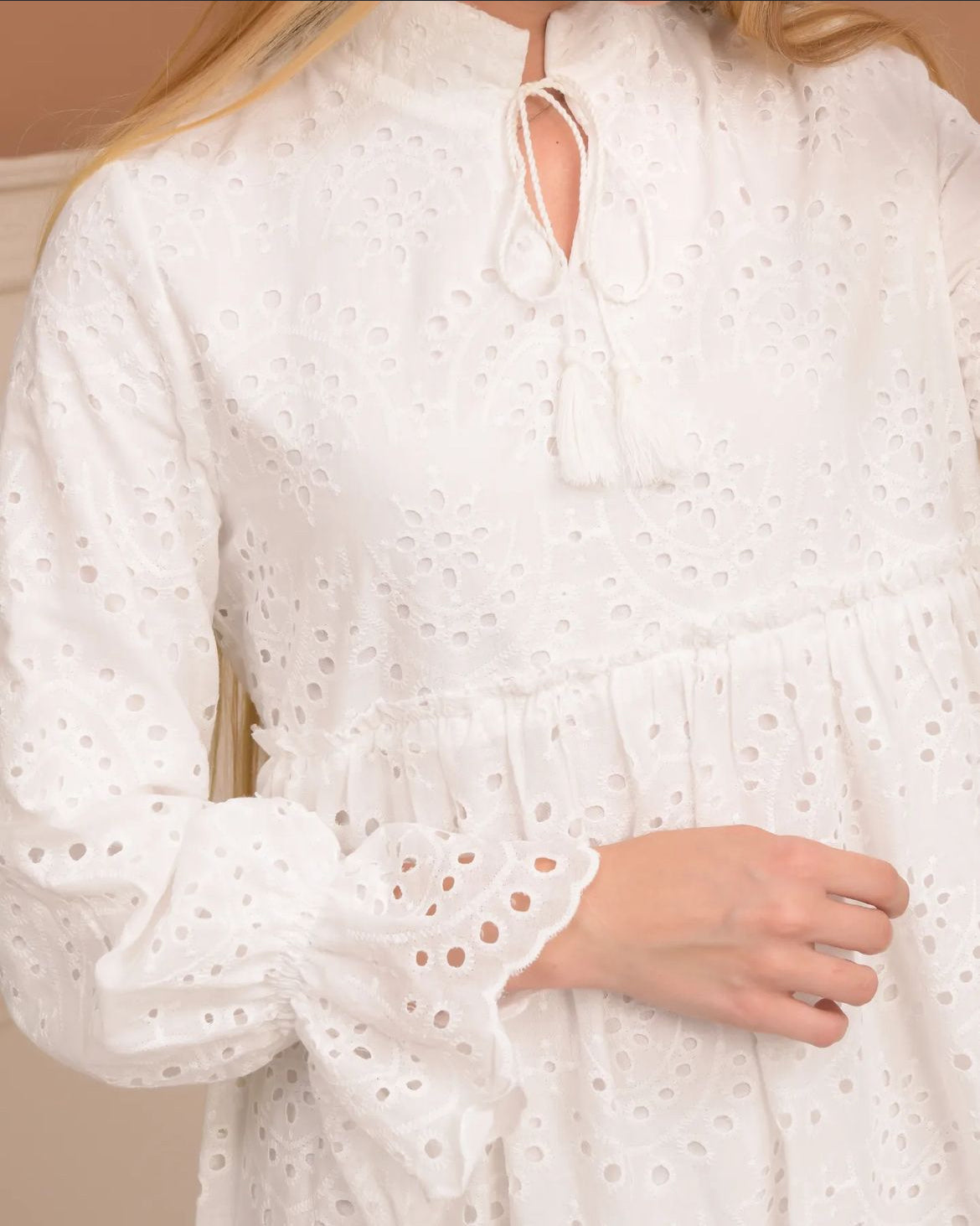 White Laced Detailed Dress