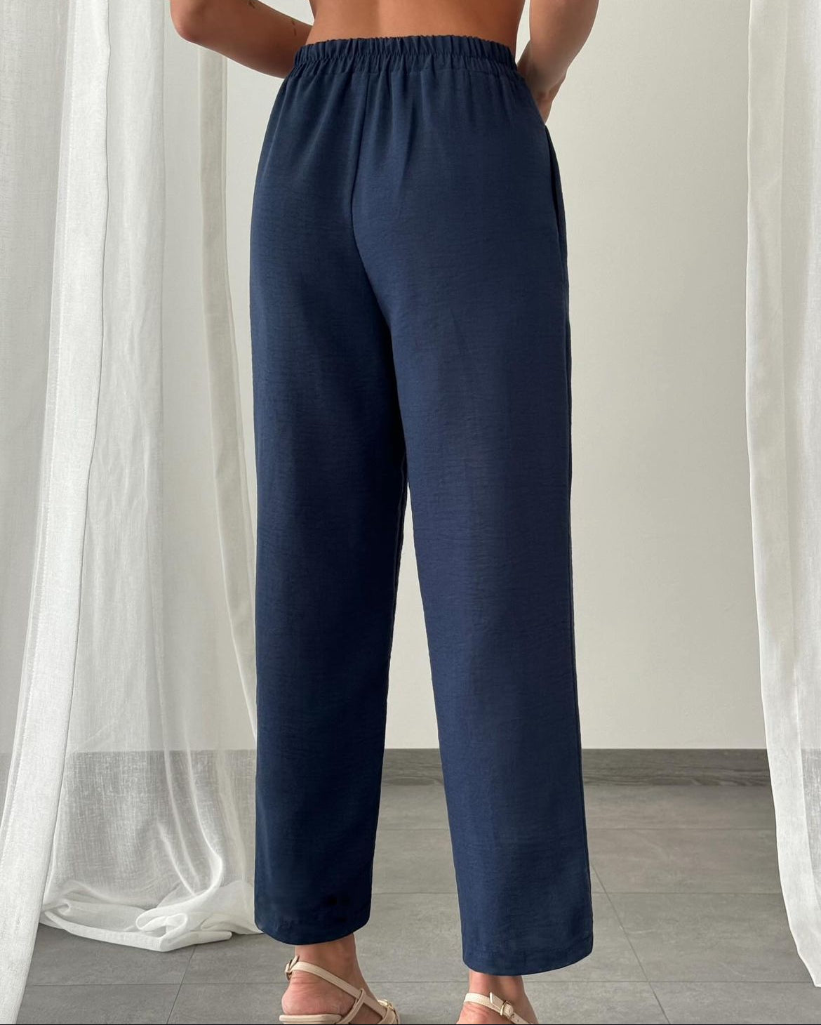 Navy Blue Linen Pants