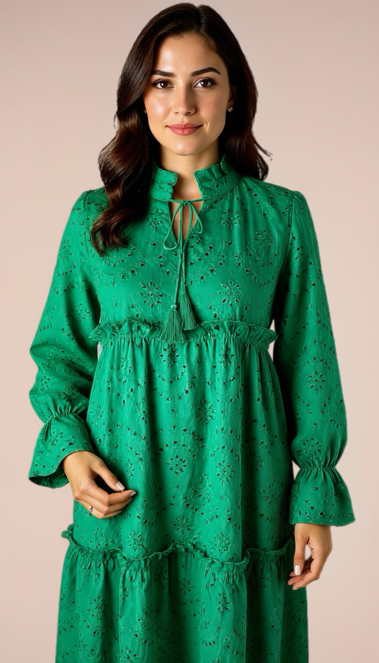 Green Laced Detailed Dress