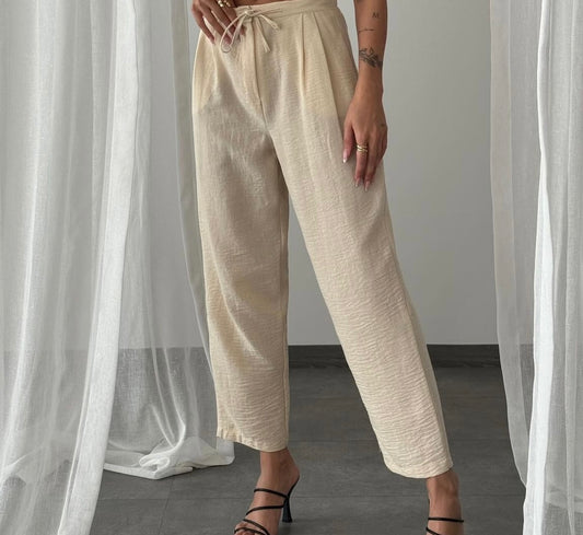 Beige Linen Pants