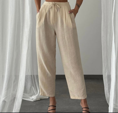 Beige Linen Pants