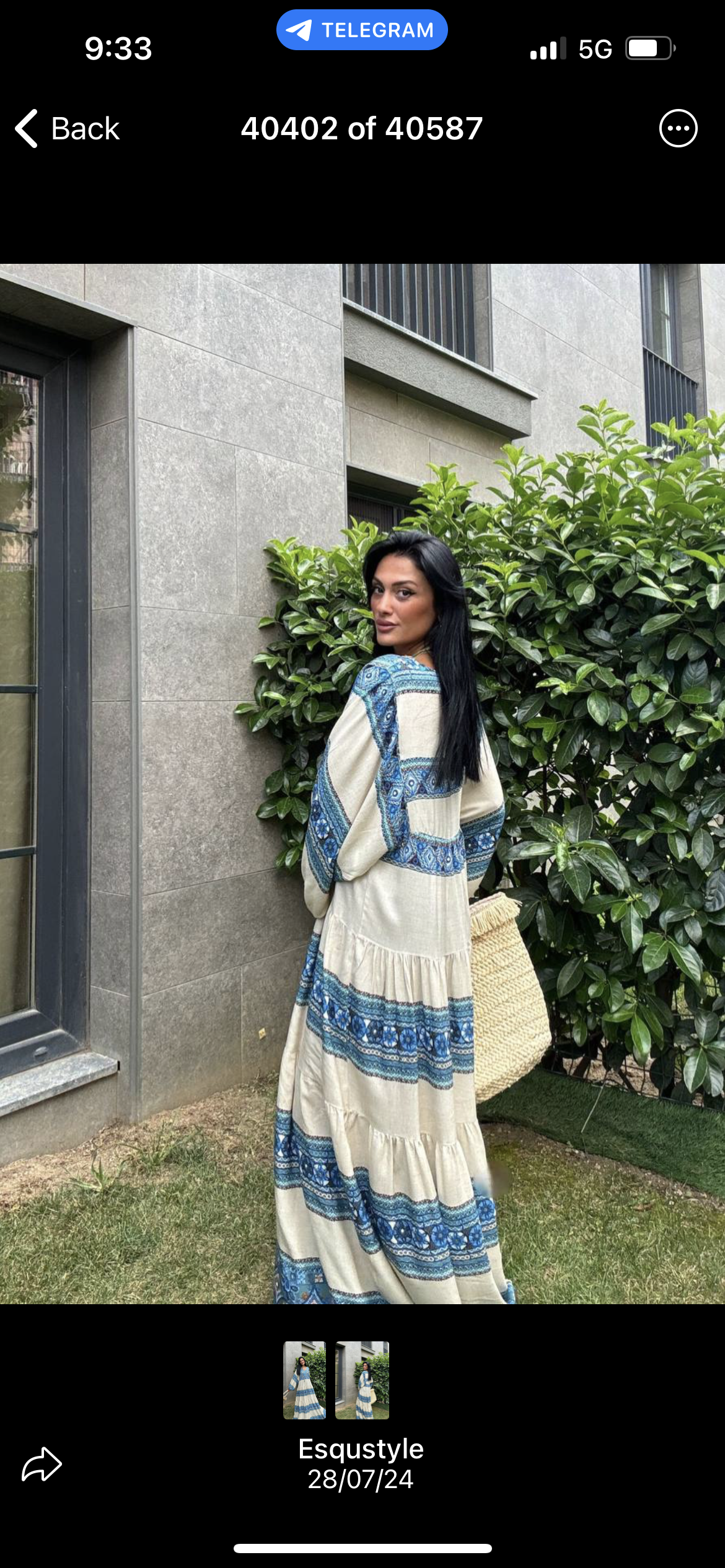 Flowy maxi with white and blue colors dress