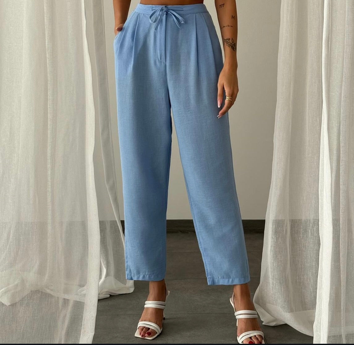 Baby Blue Linen Pants