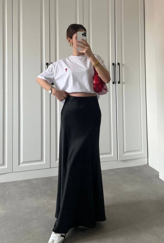 Black Satin Skirt