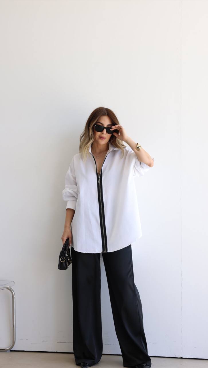 White Shirt with a black zipper