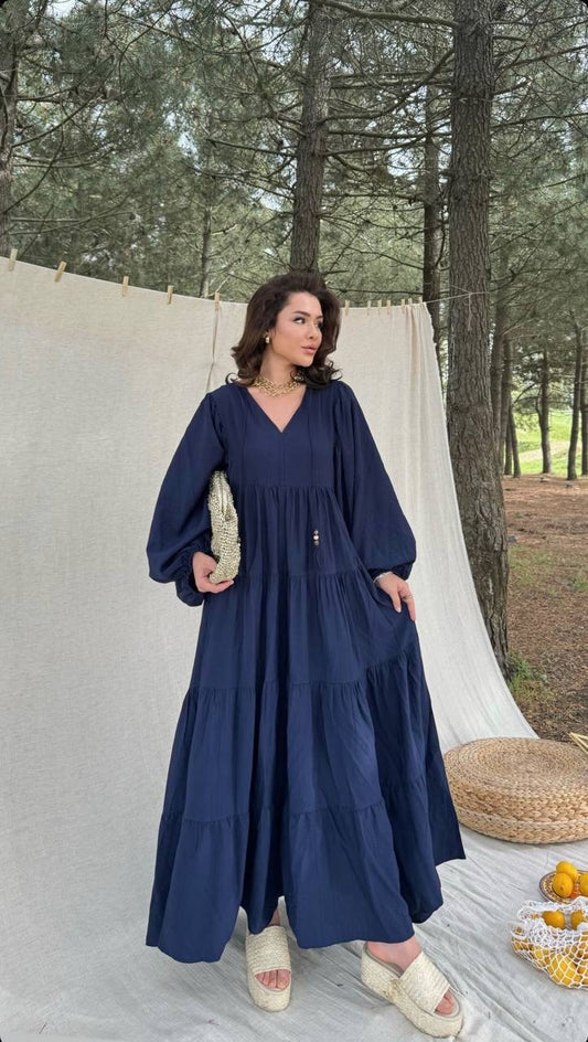 Navy Blue Tiered Dress
