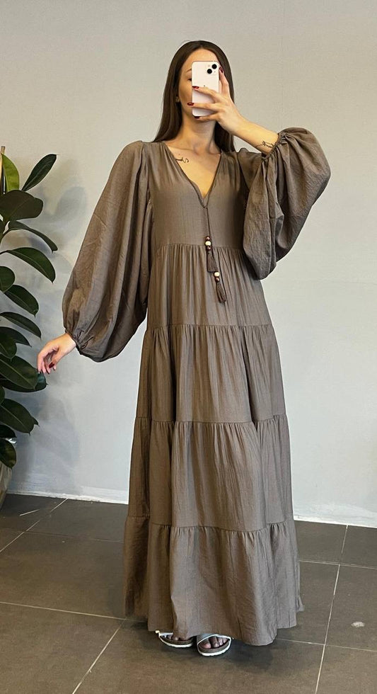 Brown Tiered Dress