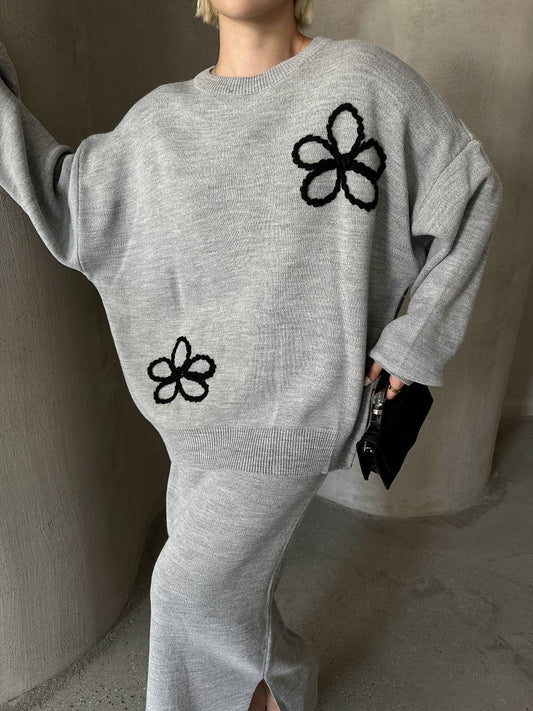 Grey Skirt Set