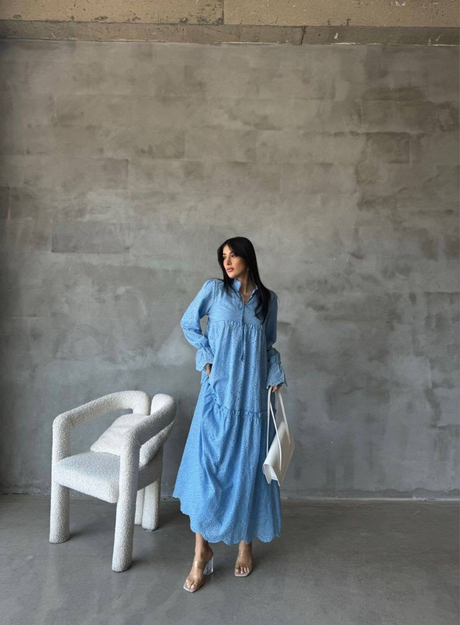 Baby Blue Laced Detailed Dress