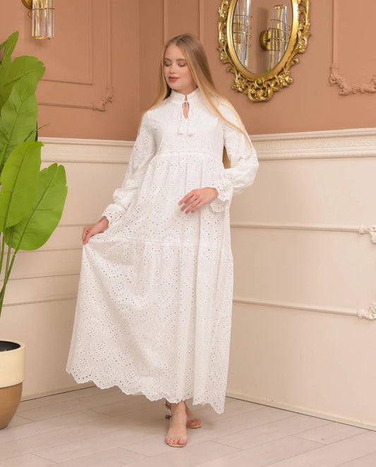 White Laced Detailed Dress