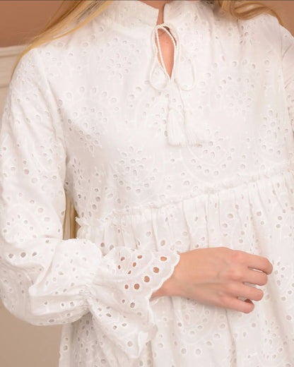 White Laced Detailed Dress