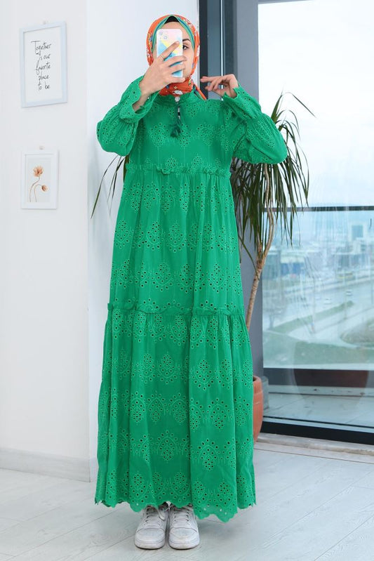Green Laced Detailed Dress