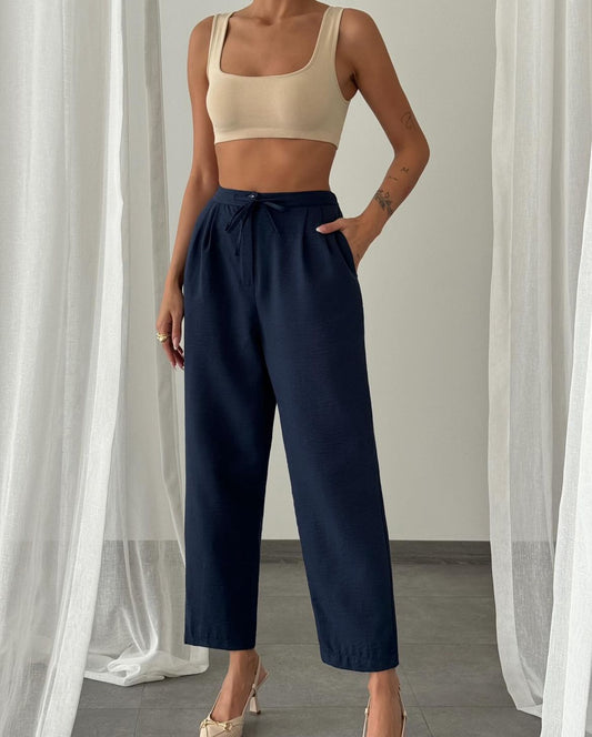 Navy Blue Linen Pants