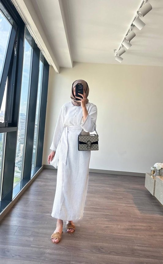 White Linen Skirt Set